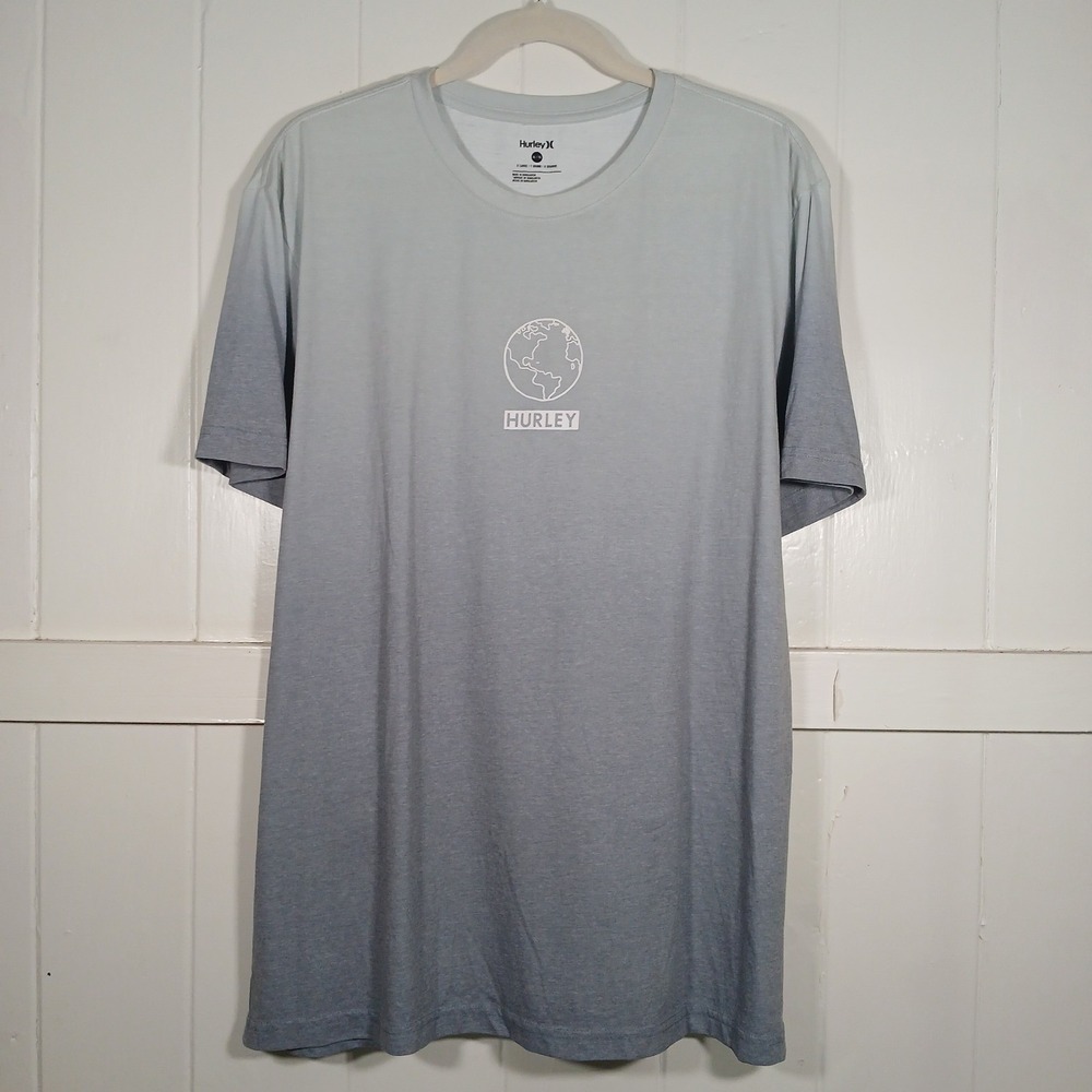 Hurley Mens Ombre Dip Dye Globe Graphic T-Shirt Grey XL HSP22VMT-03951